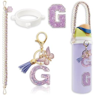 Imagem de Acessórios de letras para garrafas de água Owala – 680 g 947 g 1,134 g, com charmoso pingente inicial e alça de alça, compatível com Free Sip, copo de café, Owala Kids, Sway, Stanley Cup Accessories