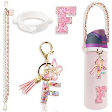 Imagem de Acessórios de letras para garrafas de água Owala – 680 g 947 g 1,134 g, com lindo pingente inicial e alça de alça, compatível com Free Sip, copo de café, Owala Kids, Sway, Stanley Cup Accessories