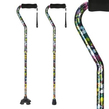 Imagem de LIXIANG Bengala de caminhada ajustável para mulheres e homens, bengala dobrável com alça de esponja macia, leve, adequada para artrite, idosos e deficientes (borboletas e flores)