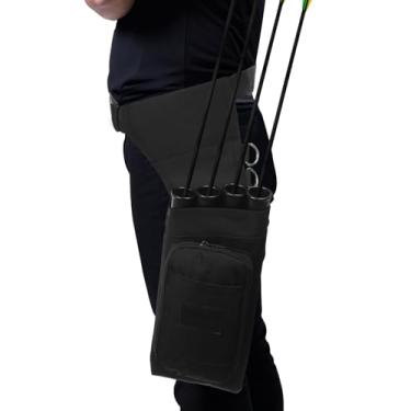 Imagem de Aljava de arco de cintura ajustável com 4 tubos de flecha, bolsa de quadril com fivela de liberação rápida, tecido Oxford para armazenamento ao ar livre