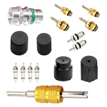Imagem de Dogary Kit de núcleo de válvula de ar condicionado de 16 peças, acessórios de núcleos de válvula Schrader, com ferramenta de remoção, válvula de serviço e sistema HVAC kit de tampas de vedação de