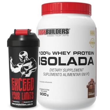 Imagem de Kit Whey 100% Isolada Chocolate 900g + Coqueteleira 600ml - Bodybuilders