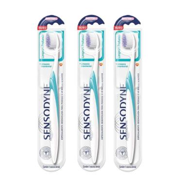 Imagem de Kit 3 Escova Dental Sensodyne Limpeza Profunda Extra Macia Dentes Sensíveis 1 Unidade