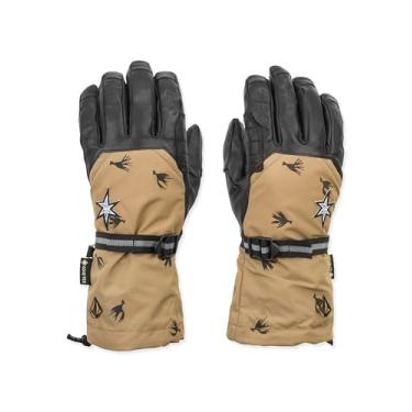 Imagem de Volcom Luvas de snowboard masculinas 91 GORE-TEX – Luvas de couro impermeáveis com forro removível, bronze, GG