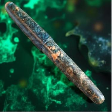 Imagem de zhongyuansu Caneta-tinteiro de madeira estabilizada de luxo – Barril feito à mão de madeira natural e resina, caneta de escrita de ponta fina com conversor – Caneta executiva de negócios, presente