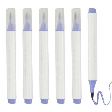 Imagem de PATIKIL Caneta de aquarela de arte, 6 peças, caneta de aquarela triangular de ponta macia para escritório, artesanato, álbuns, escrita, diário, desenho, caligrafia, cinza, roxo