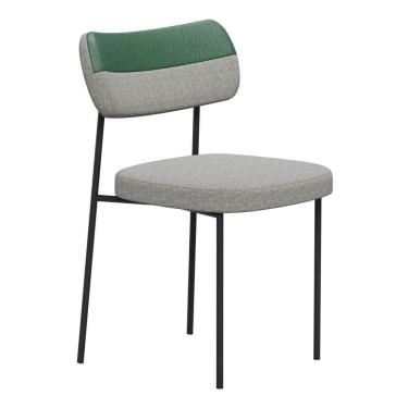 Imagem de Cadeira Sala De Jantar Lila Estofada Com Encosto Couríssimo Verde Linho Cinza - Abmaza