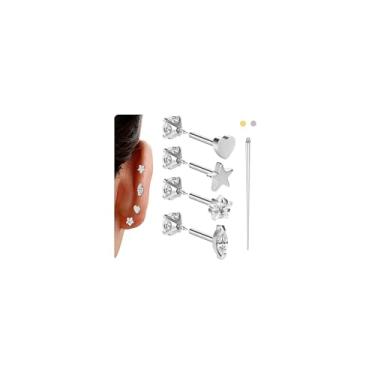 Imagem de BodyAce Brincos reversíveis de 18 g com rosca interna longa cartilagem brinco hélice aço cirúrgico concha tragus piercing joia para mulheres e homens, 1.0mm=18G;Bar Length:6mm, Aço inoxidável Zircônia