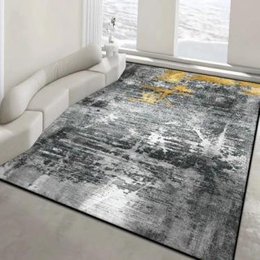 Imagem de Tapete abstrato com estampa de tinta lavada para sala de estar, quarto, área ampla, antiderrapante, lavável, decoração para casa, tapete felpudo para porta de entrada (tapete pequeno de 50x80cm/p