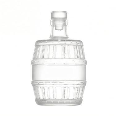 Imagem de Decantador de licor de cristal de 482 g com tampa, decantador de uísque em forma de barril de carvalho, decantadores de vidro sem chumbo para álcool, soctch, bourbon, presentes de uísque para homens