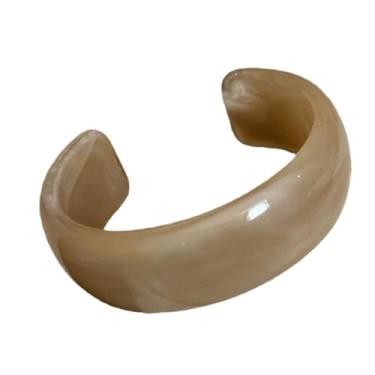 Imagem de KIFEDSLJ Pulseira aberta de resina acrílica colorida, geométrica, grossa, fina, larga para mulheres, joias de férias, diameter:8cm, Resina, Sem pedra