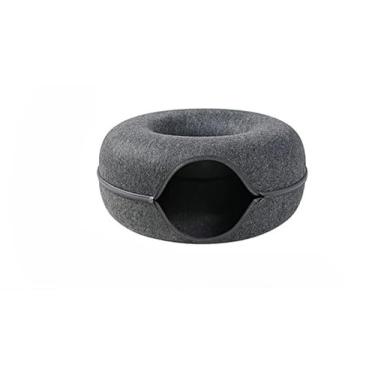 Imagem de Cama TúNel Interativa Para Gatos Em Formato Donut - Tamanho Grande, ConfortáVel E Aconchegante, Brinquedo E Cama Para Pets(PRETO,Pequeno)