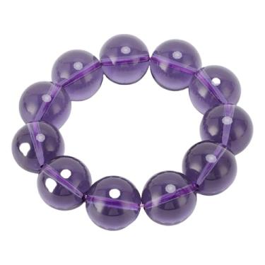 Imagem de Fabater Pulseira de Miçangas de 20mm, Contas de Cristal de Pedras Preciosas da Natureza, Ornamento de Decoração de Casa Relaxante para Meditação, Ioga (Roxo Preto)
