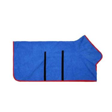 Imagem de Toalhas de microfibra para cães para secagem de cães grande toalha média pequena roupão roupão de banho para animais de estimação gato macio e respirável absorvente (azul, M)