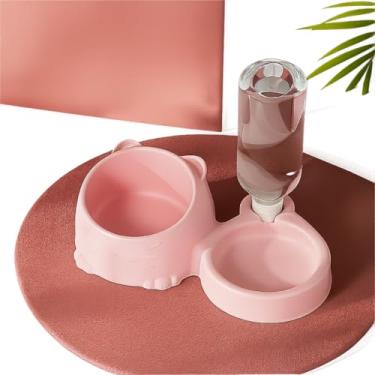 Imagem de Comedouro Duplo Anti Formiga Pet Bebedouro automático suporte para Garrafa cachorro gato coelho(Rosa Claro)