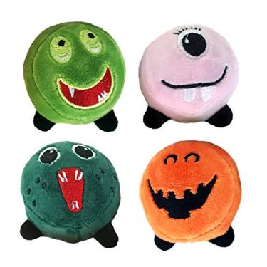 Imagem de Brinquedos coloridos de pelúcia para cães e gatos pequenos e médios; brinquedo macio e engraçado para buscar bolas interativas para filhotes; caixa de presente