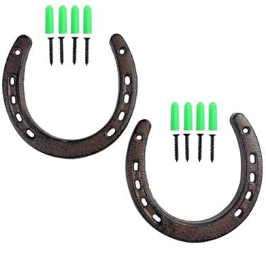 Imagem de Salome Idea 2 pacotes de decoração de parede ferradura de ferro fundido, tamanho médio, resistente, 5 furos, ferraduras da sorte para pendurar em paredes internas (cor ferrugem retrô)