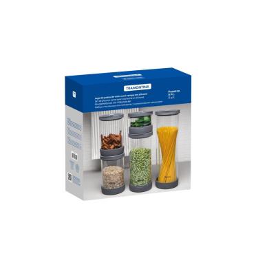 Imagem de Jogo De Potes De Vidro Herméticos Tramontina Purezza Em Borosilicato Com Tampa