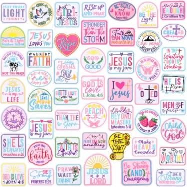 Imagem de Wavwavw 50 Pçs Cristo Bíblia Ferro em Patches Rosa Bíblia Religião Jesus Bordado Aplique Cristão Costurar em Adesivos para Domingo Roupas Chapéus Mochilas Jaquetas Acessórios Artigos de Festa