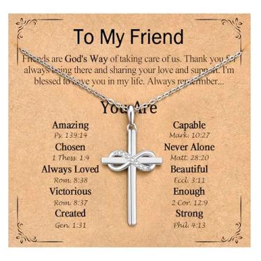 Imagem de PODLEV Presentes cristãos para ela, colares de cruz de zircônia cúbica infinita para mulheres, meninas, confirmação de batismo, aniversário, Natal, ideias de presente religioso para filha, neta