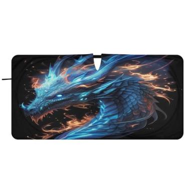 Imagem de ATTX Para-brisa Dragon Car - 149.9 cmx76.2 cm Universal Sun Shield Visor | Acessórios automáticos refletores de calor para proteção do para-brisa dianteiro #869