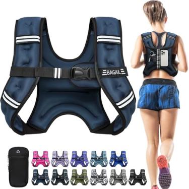 Imagem de BAGAIL Colete pesado, 2,3 kg/3,6 kg/4,5 kg/5,4 kg/6,8 kg/9,1 kg/11,3 kg/13,6 kg colete de peso com bolsa removível para telefone, colete de corrida para mulheres, homens, caminhada, perda de peso
