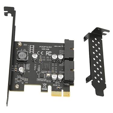 Imagem de Estink Placa de Expansão PCIE para USB 3.2, Duas Portas 5Gbps Alta Velocidade USB3.2 GEN1 Adaptador de Painel Frontal Com 6 Capacitores SMD Sólidos, para WinXP 8 10 11 Linux (Quadro preto 19PIN)
