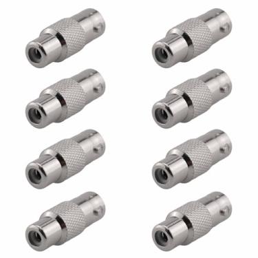 Imagem de Ruiwaer Adaptador de acoplador RCA fêmea para fêmea BNC de 8 peças para CCTV para TV conector de metal para circuitos fechados de monitores de televisão e equipamentos audiovisuais, prata
