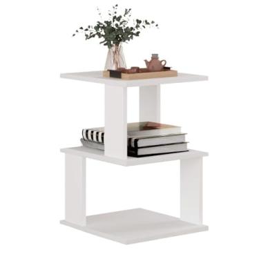 Imagem de Mesa Lateral E Canto De Sofá Mesinha Apoio Aparador Sala Cabeceira Quarto Móveis(Branco)