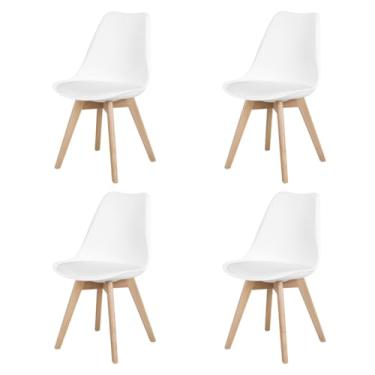 Imagem de Conjunto 4 Cadeiras de Jantar e Sala pp Wood Estofada Base Madeira (Branca)
