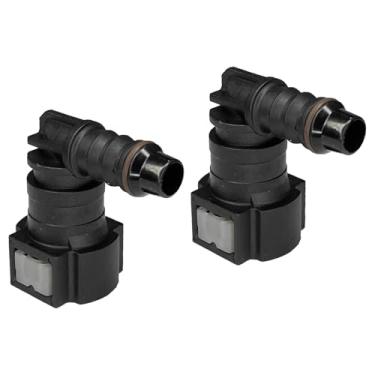 Imagem de HHZL Conector rápido de linha de combustível de 2 peças, kit de reparo de conexões de linha de combustível de cotovelo de 90°, tubo de mangueira de combustível de bomba de óleo de alta pressão, plugue