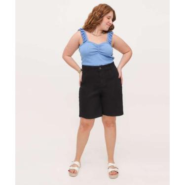 Imagem de Bermuda Plus Size Feminina Jeans Bolsos-69039 - ECXO JEANS, Jeans pret