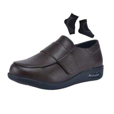 Imagem de Calçado Masculino Para Fascite Plantar, Sapatos Ortopédicos Ajustáveis ​​em Pele Para Alívio Da Dor E Inchaço Nos Pés Diabéticos Em Idosos, Leves Respiráveis ​​hospitais, Neuropatia(Brown,50 EU)