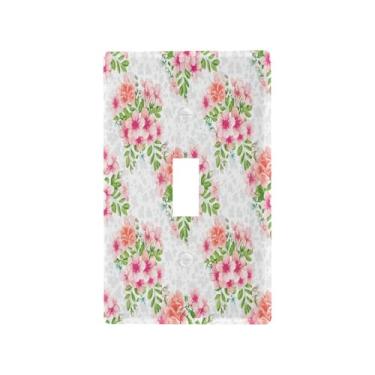 Imagem de Wassud Capa decorativa para placa de parede com interruptor de luz de flores em aquarela, tamanho padrão para tomadas elétricas, interruptor único