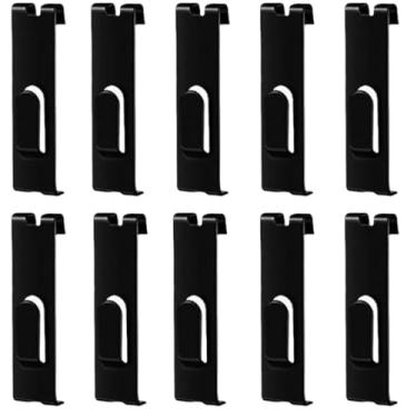 Imagem de Ganchos de suspensão de parede de grade de pintura de metal de 10pcs, ganchos de entalhe de revestimento de painel de grade para moldura de imagem, obras de arte comerciais Acessórios (Preto)