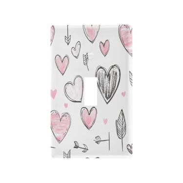 Imagem de Wassud Placa de cobertura para interruptor de luz, corações e flechas, capas de tomada decorativas, placa de parede para tomadas elétricas, interruptor único, 11 x 7 cm