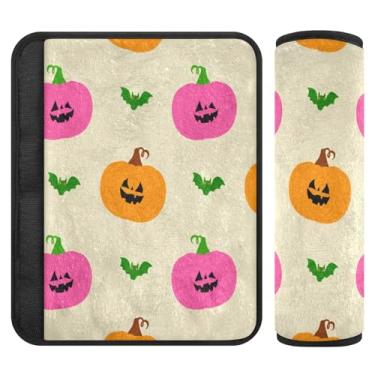 Imagem de Burbuja Capa para cinto de segurança de carro Bats Pumpkins Protetor de cinto de segurança de carro macio confortável para alça de ombro de assento, 1 par médio