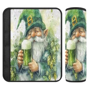 Imagem de Burbuja Capa para cinto de segurança de carro St. Patrick Gnome Beer Protetor de cinto de segurança de carro macio confortável para alça de ombro de assento de carro, 1 par pequeno
