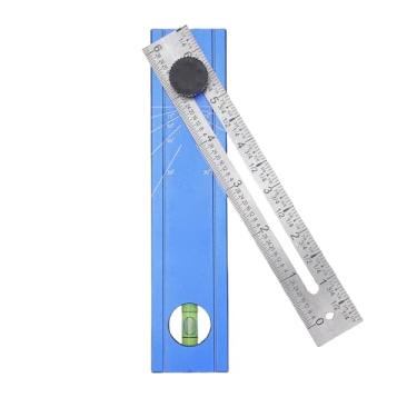 Imagem de Fockety Régua de Medição Dobrável, Ferramenta de Marcação para Carpintaria Ajustável Em Vários ângulos Com Nível de Bolha e Botão Giratório para Projetos de Carpintaria, Drywall e