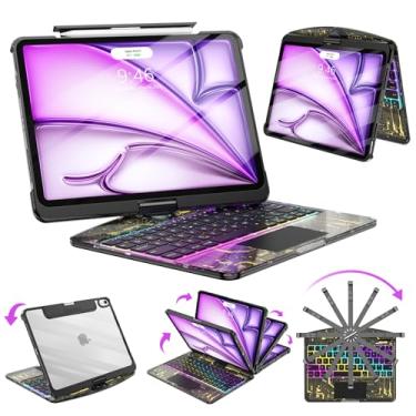 Imagem de SIEBITU Capa transparente com teclado sem fio para iPad Air de 13 polegadas (M3 2025/M2 2024) e iPad Pro de 12,9 polegadas, 6ª 5ª e 4ª geração com suporte para lápis, trackpad multitoque e