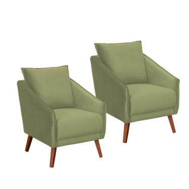 Imagem de Kit 2 Poltronas Elea com Molas Ensacadas Movellu Home, Verde Musgo