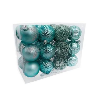 Imagem de Kit Bolinhas de Natal Azul, Enfeite Natalino, 6cm, 24 Unidades