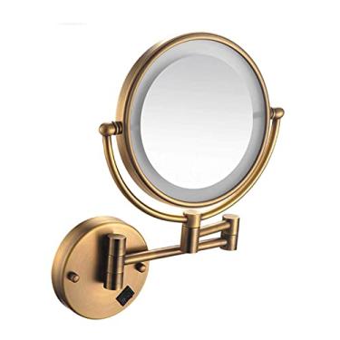 Imagem de Espelho de maquiagem LED de 20 cm montado na parede, tela sensível ao toque com luz LED ajustável, ampliação de 1X/3X/5X/7X/10X, rotação de 360 graus, espelhos iluminados com LED dupla-face, para