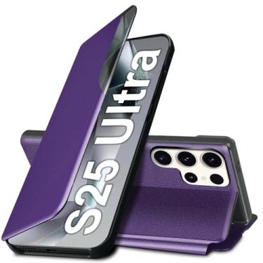 Imagem de Albaityee Capa S25 Ultra Flip para Samsung Galaxy S25 Ultra 5G, capa de couro slim fit transparente com suporte, resistente a choques, 6,8 polegadas (roxa)