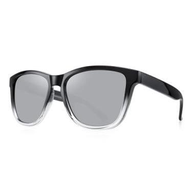 Imagem de Óculos de sol polarizados quadrados Candy Color para mulheres, homens, modernos, retrô, unissex, com proteção UV400, Preto e tra, Lens Width: 54 Millimeters