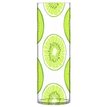 Imagem de JUZIHAI Vaso com estampa de kiwi cítrico para flores, 9,9 cm x 30 cm, cilindro de plástico, moderno, vaso de flores para centro de mesa de casamento, decoração de casa