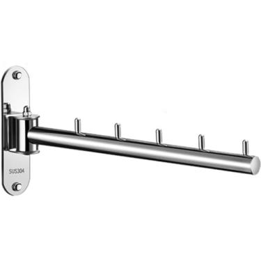 Imagem de Suporte para cabide de roupas, braço giratório, cabide de roupas dobrável montado na parede, suporte de gancho de manobrista de lavanderia de aço inoxidável 304, haste de gancho dobrável (prata)