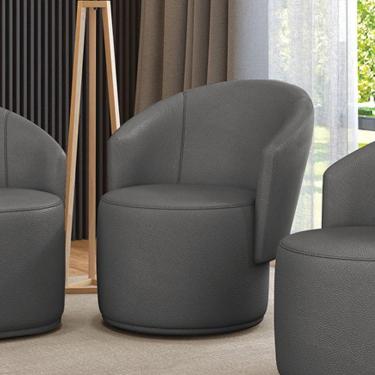 Imagem de Poltrona Decorativa Orgânica Fixa Para Sala Malu Sintético Grafite M11 - D'rossi