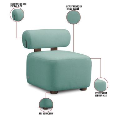 Imagem de Poltrona Decorativa Para Sala Helora Bouclê Azul Turquesa E03 - D'rossi