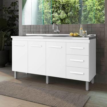 Imagem de Balcão Vinca 3 Portas 3 Gavetas Cozinha Mb1 150cm Cor Branco